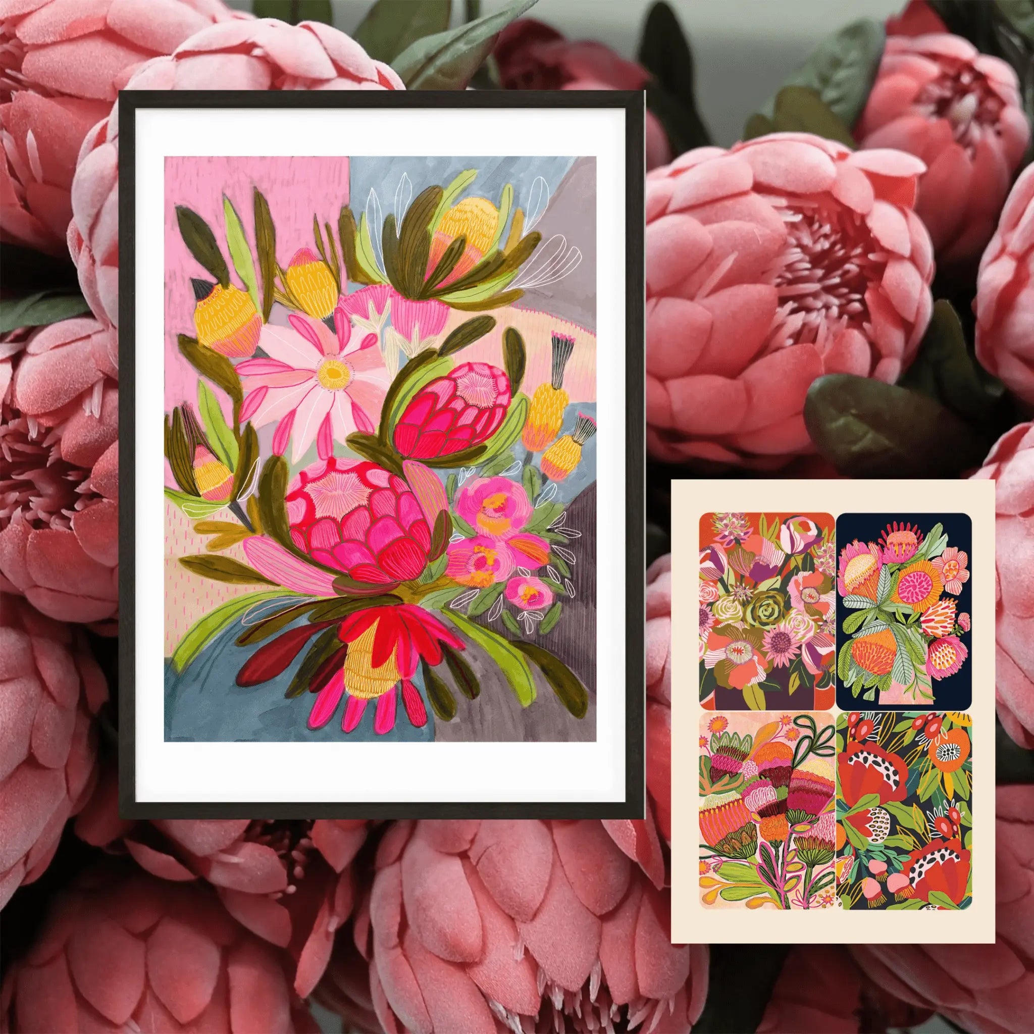 Australian Flowers Botanical Print Wall Art Gift Set Kirsten Katz