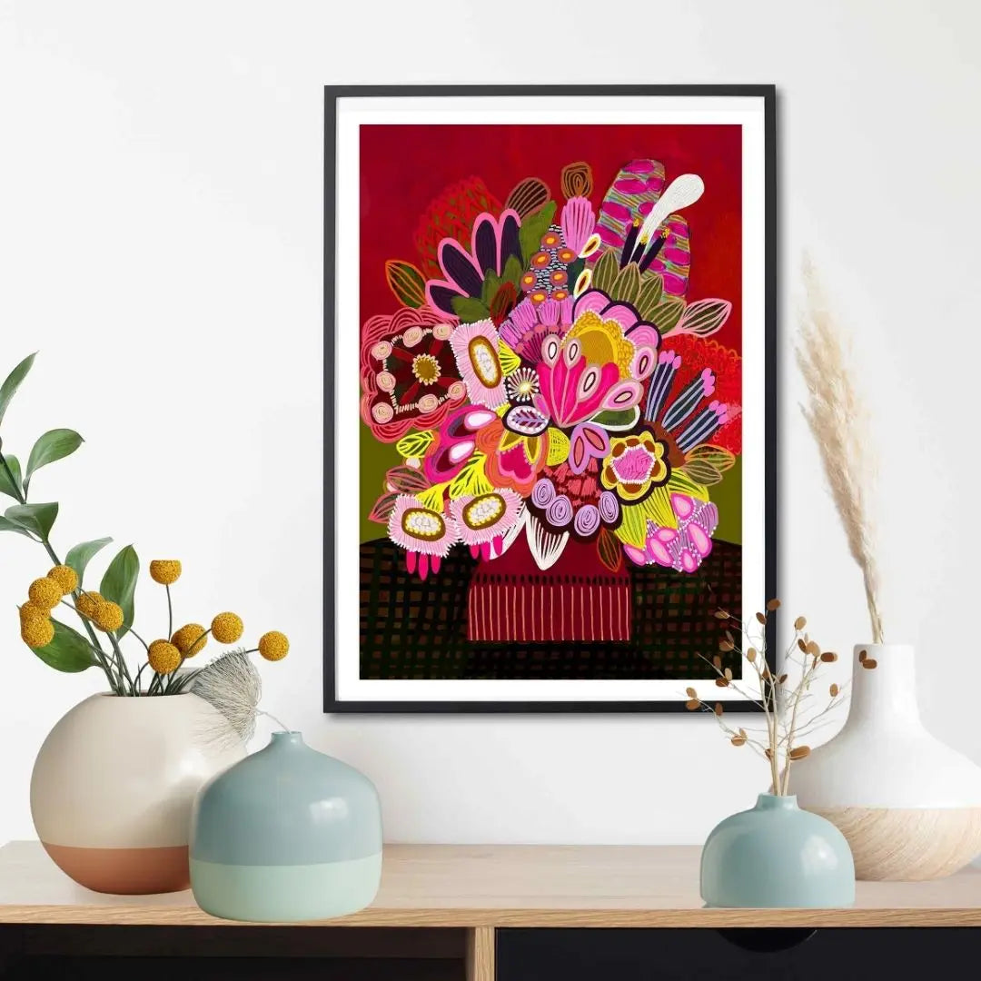 Botanica Stupenda Red Floral Art Print Kirsten Katz