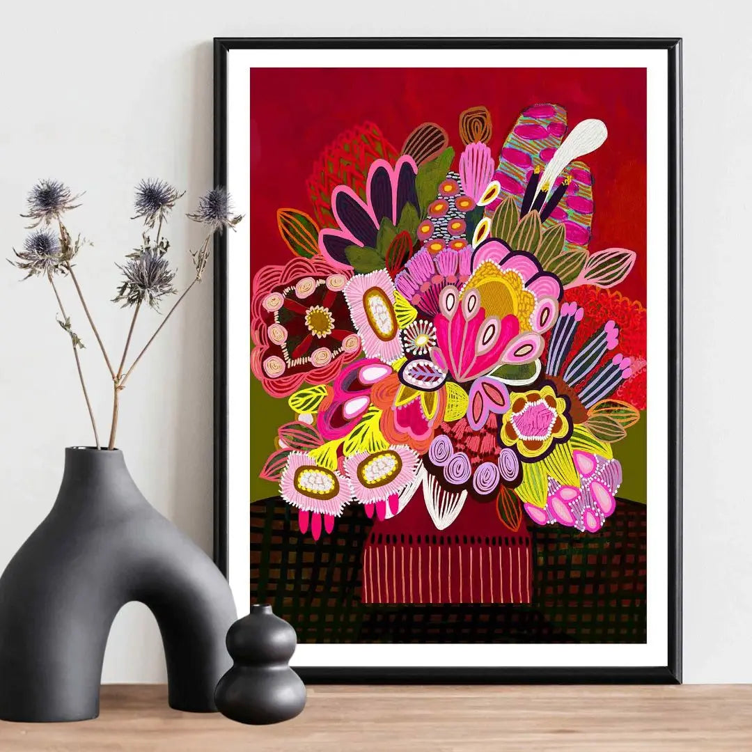 Botanica Stupenda Red Floral Art Print Kirsten Katz