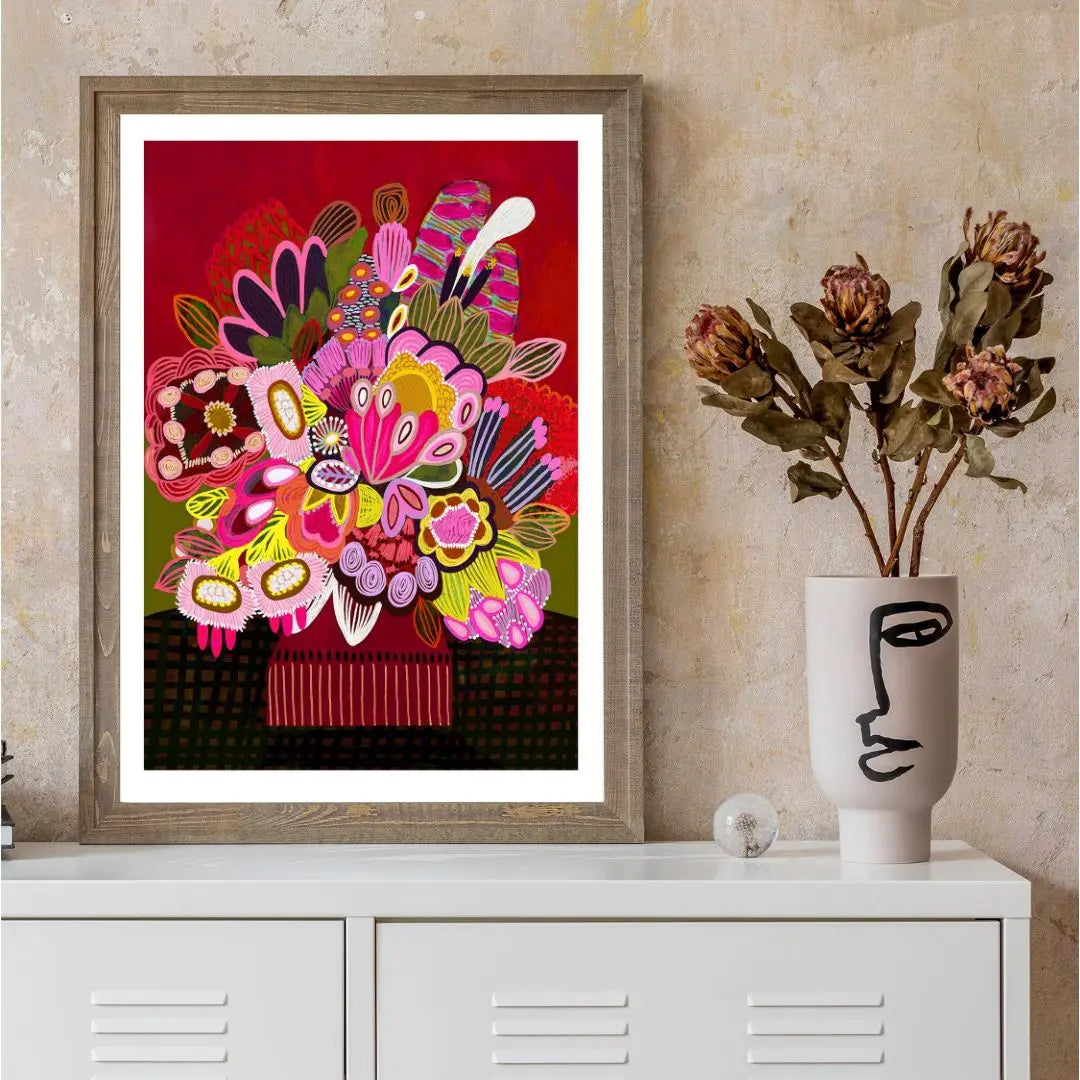 Botanica Stupenda Red Floral Art Print Kirsten Katz