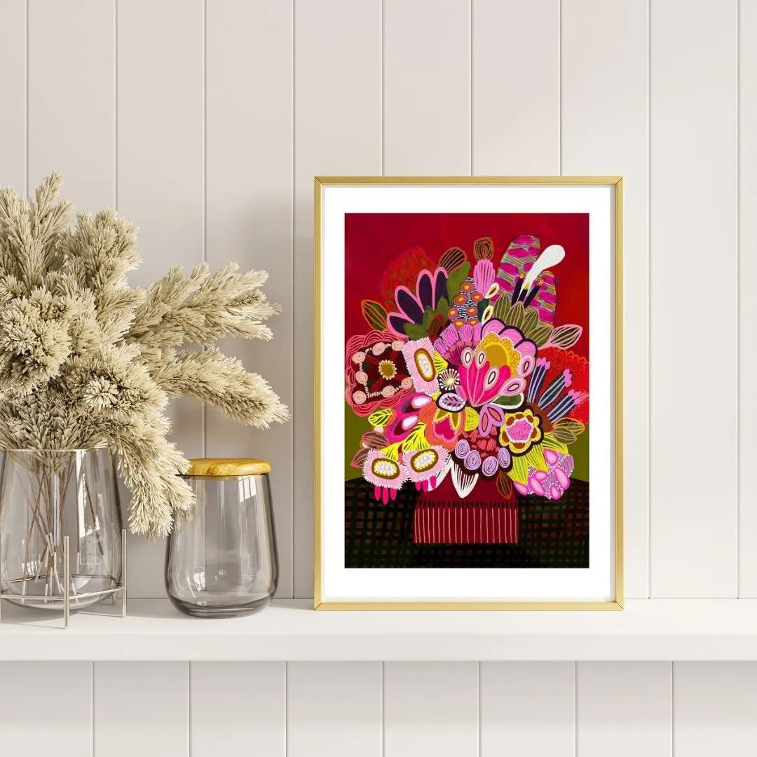 Botanica Stupenda Red Floral Art Print Kirsten Katz