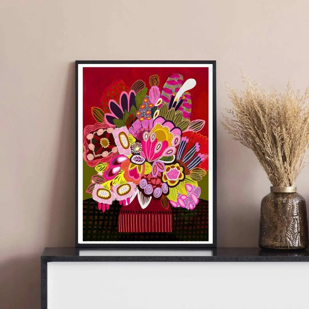 Botanica Stupenda Red Floral Art Print Kirsten Katz