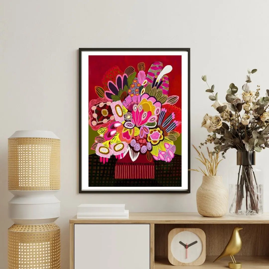 Botanica Stupenda Red Floral Art Print Kirsten Katz