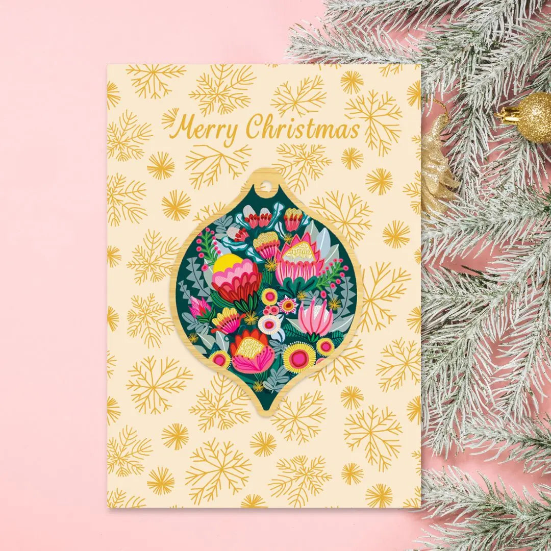 Bush Bouquet Australian Christmas Card & Bauble Kirsten Katz