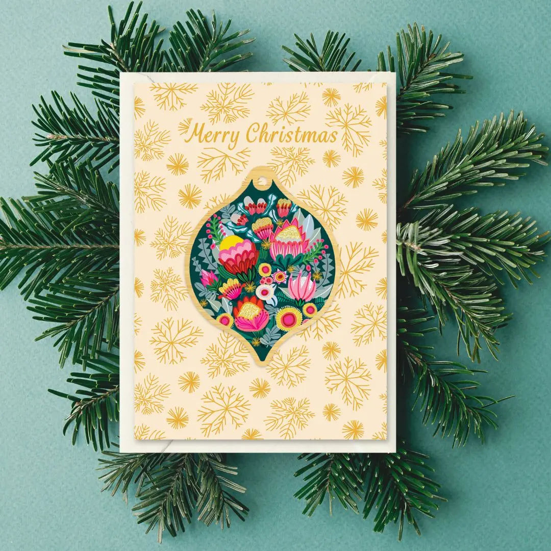 Bush Bouquet Australian Christmas Card & Bauble Kirsten Katz