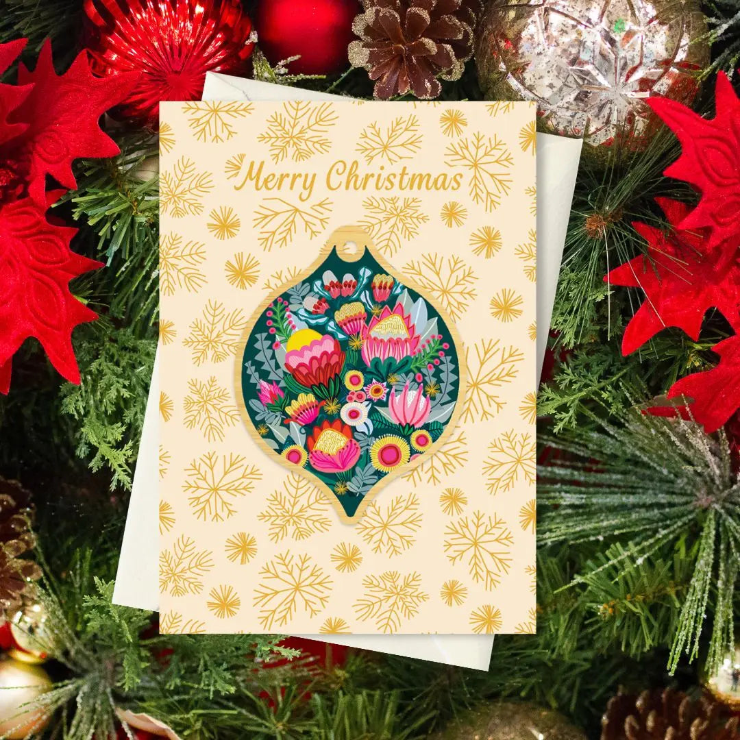 Bush Bouquet Australian Christmas Card & Bauble Kirsten Katz