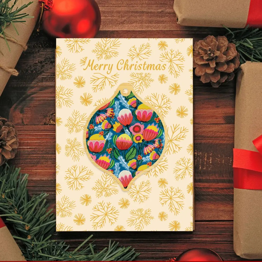 Colour Pop Flowers Australian Christmas Card & Bauble Kirsten Katz