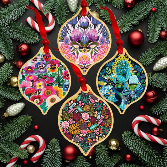 Floral Bling Christmas Ornament Bauble Set Kirsten Katz