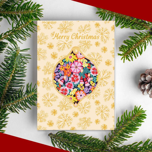 Flower Power Christmas Card & Wooden Ornament Kirsten Katz