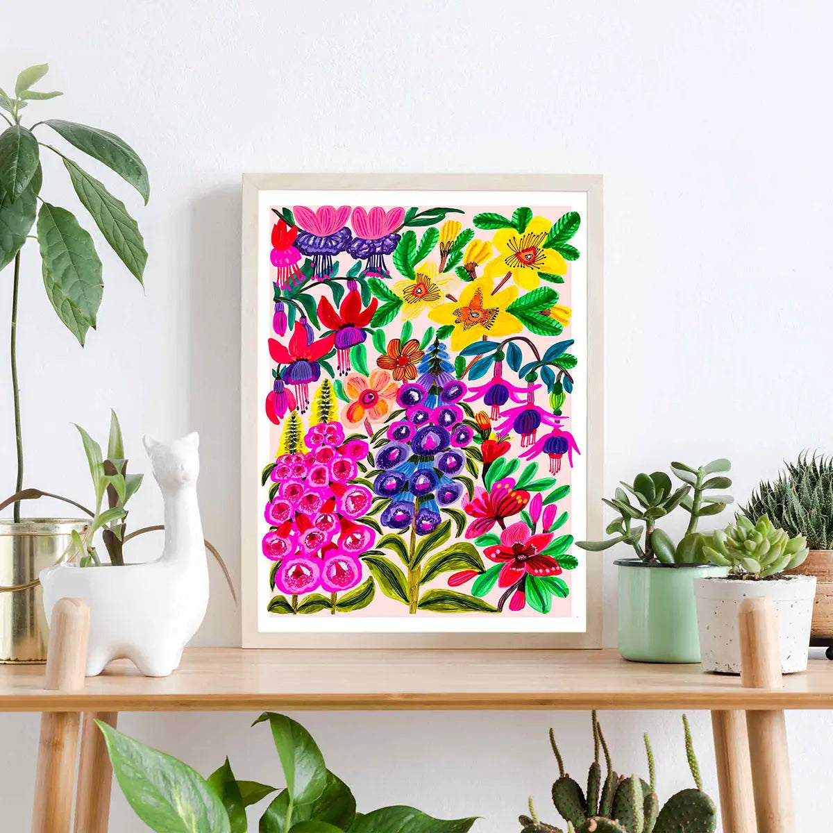 Foxgloves and Fuchsia Flowers Wall Art Print Kirsten Katz