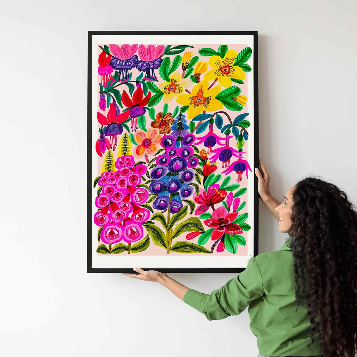 Foxgloves and Fuchsia Flowers Wall Art Print Kirsten Katz