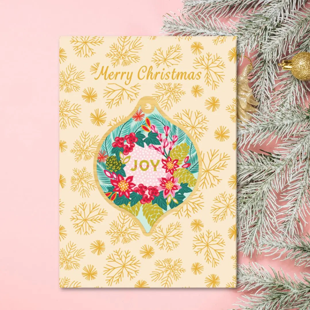 Joy Christmas Card & Wooden Bauble Kirsten Katz