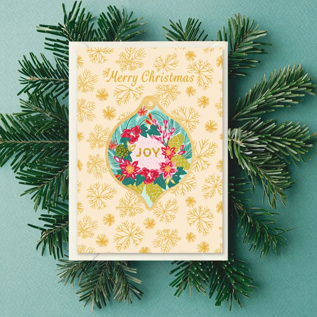 Joy Christmas Card & Wooden Bauble Kirsten Katz