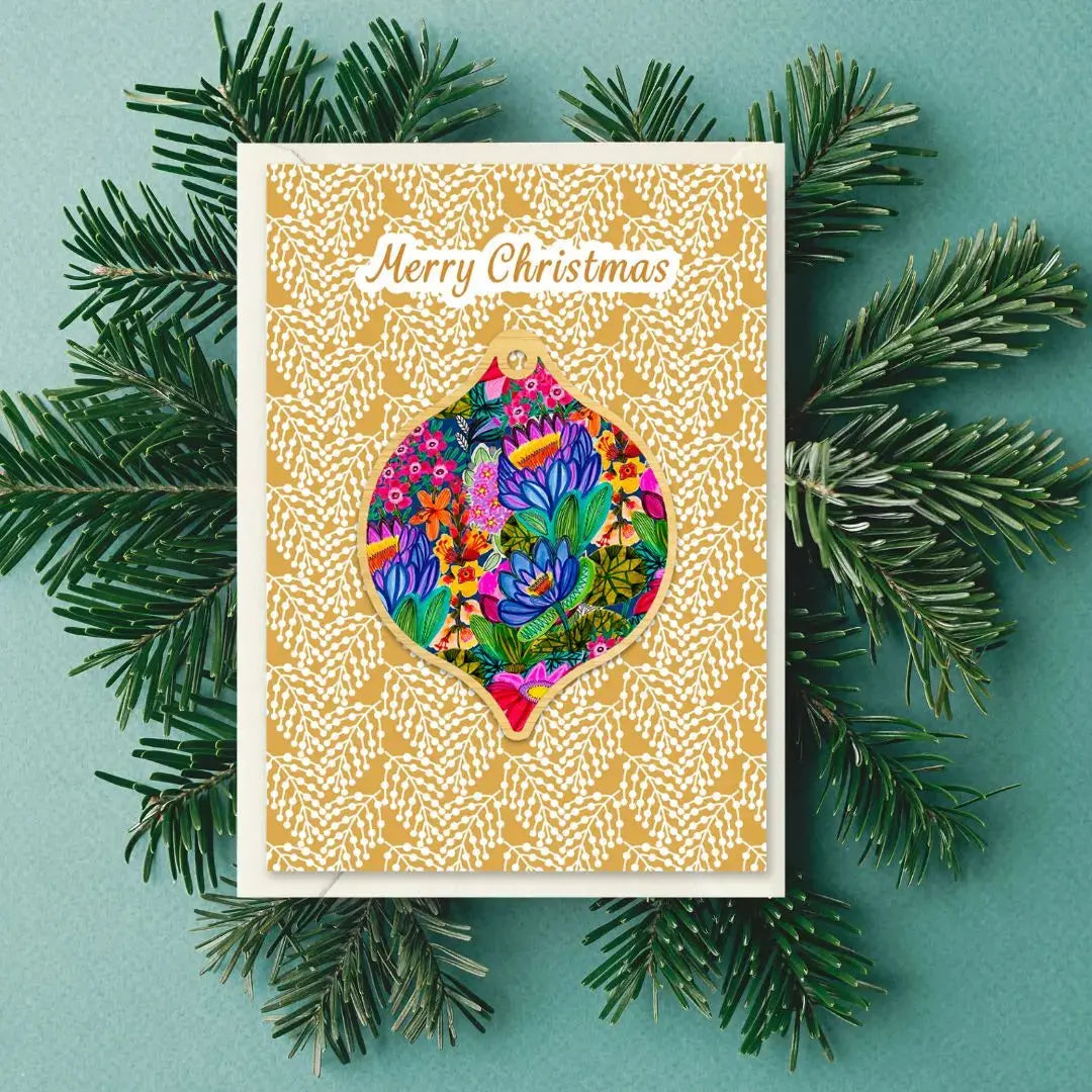 Lotus Flowers Australian Christmas Card & Bauble Kirsten Katz