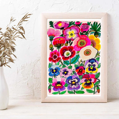 Pansies and Poppies Wall Art Print Kirsten Katz