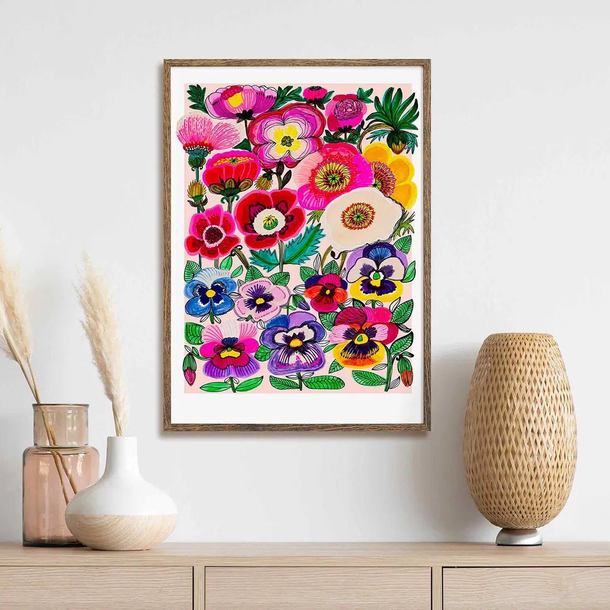 Pansies and Poppies Wall Art Print Kirsten Katz