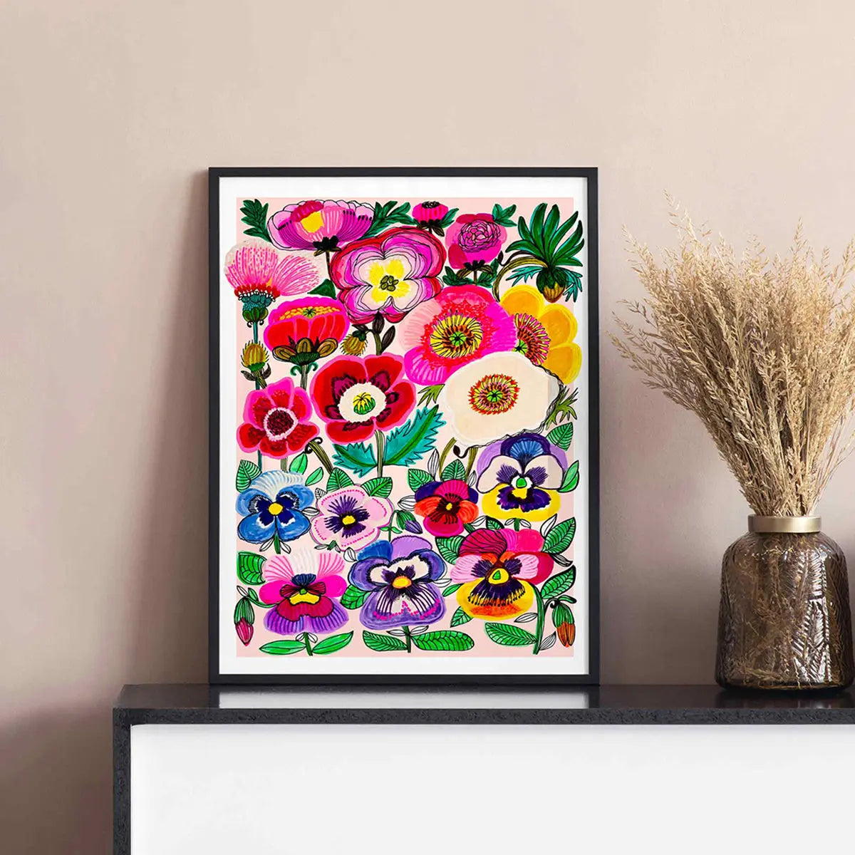 Pansies and Poppies Wall Art Print Kirsten Katz