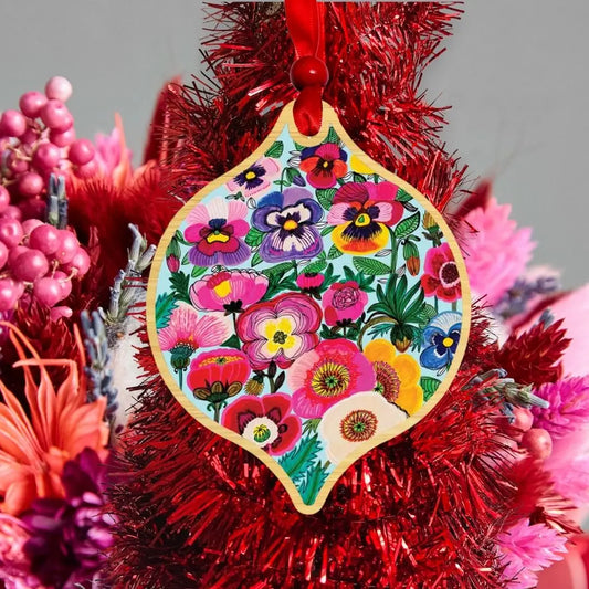 Pansy & Poppy Flowers hristmas Ornament Kirsten Katz