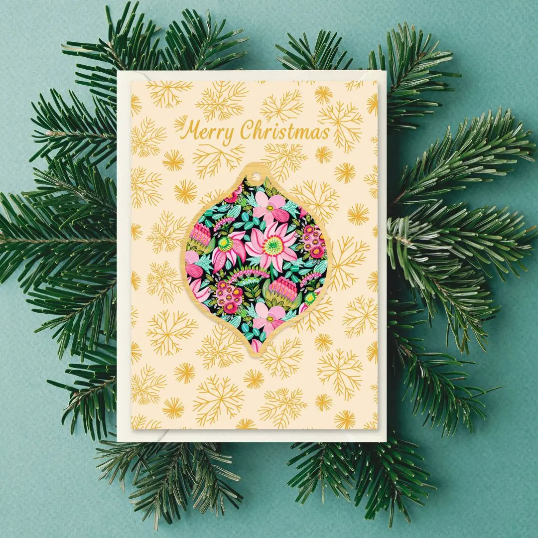 Pastel Flowers Australian Christmas Card & Bauble Kirsten Katz