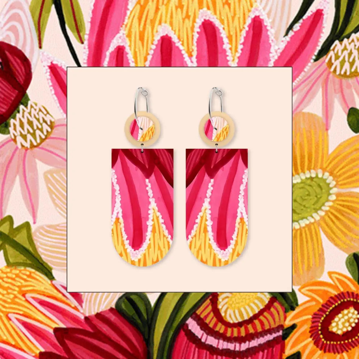 Protea Flora Arch Hoop Earrings Kirsten Katz