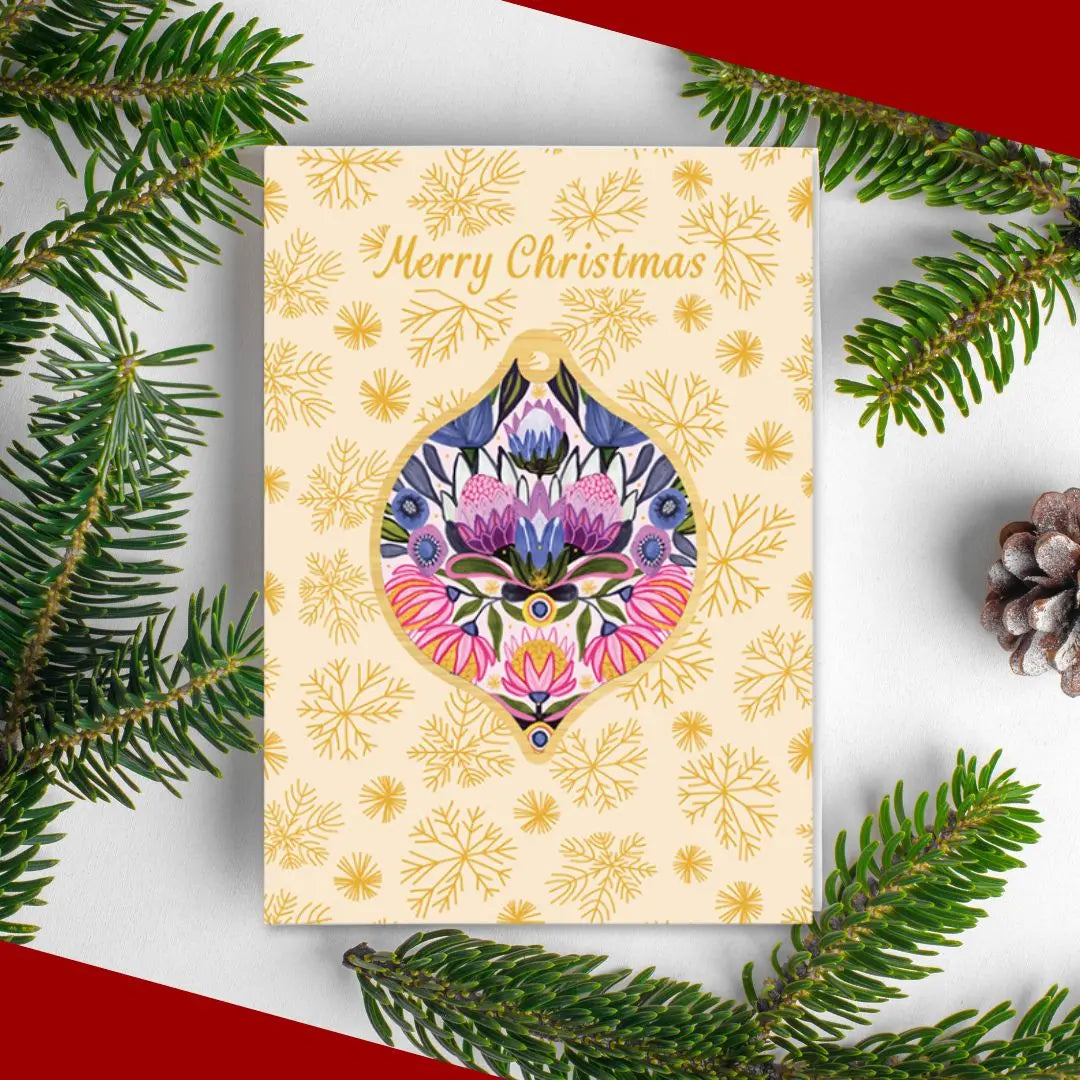 Protea Magnifica Australian Christmas Card & Bauble Kirsten Katz