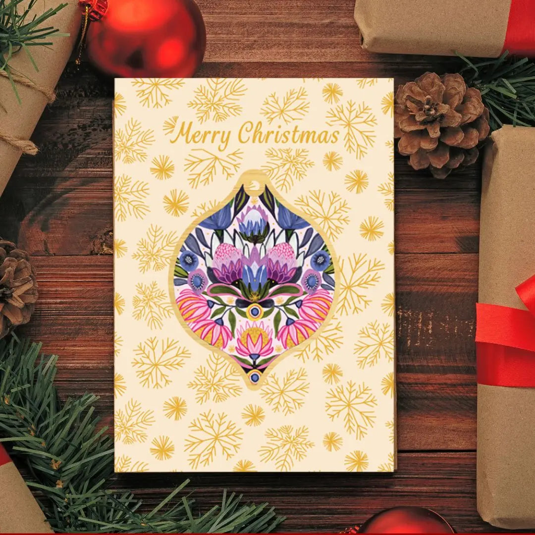 Protea Magnifica Australian Christmas Card & Bauble Kirsten Katz