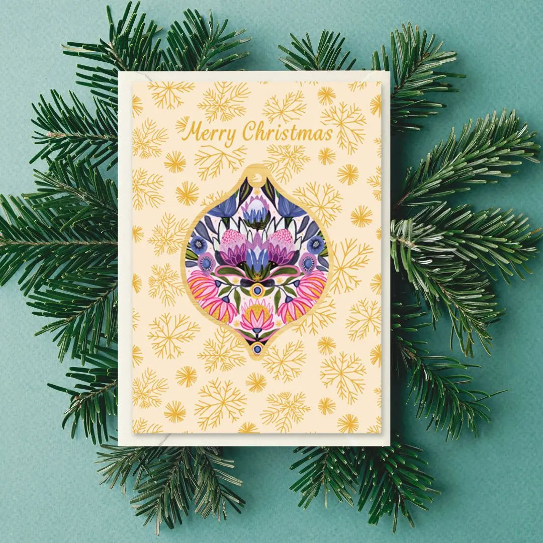 Protea Magnifica Australian Christmas Card & Bauble Kirsten Katz