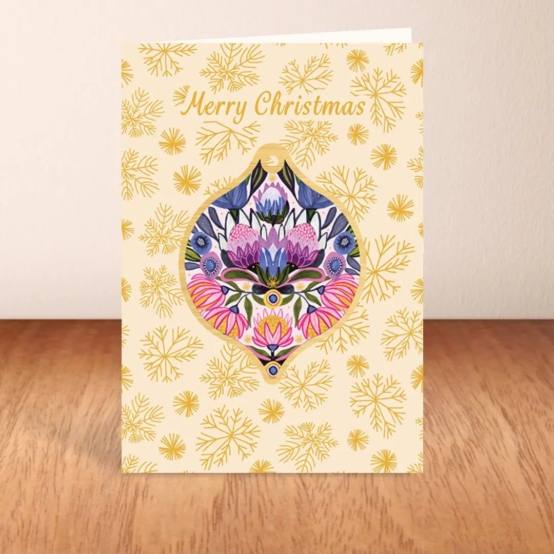 Protea Magnifica Australian Christmas Card & Bauble Kirsten Katz