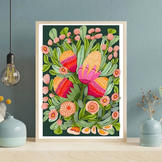 Protea & Gum Blossoms Wall Art Print Kirsten Katz