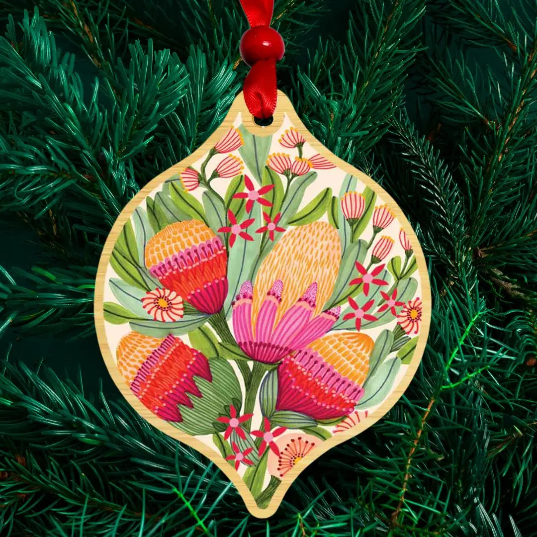 Protea & Gum Flowers Christmas Ornament Kirsten Katz