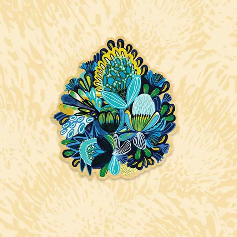 Proteas Azure Wooden Brooch Kirsten Katz