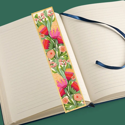 Proteas & Gum Blossoms Wooden Bookmark Kirsten Katz