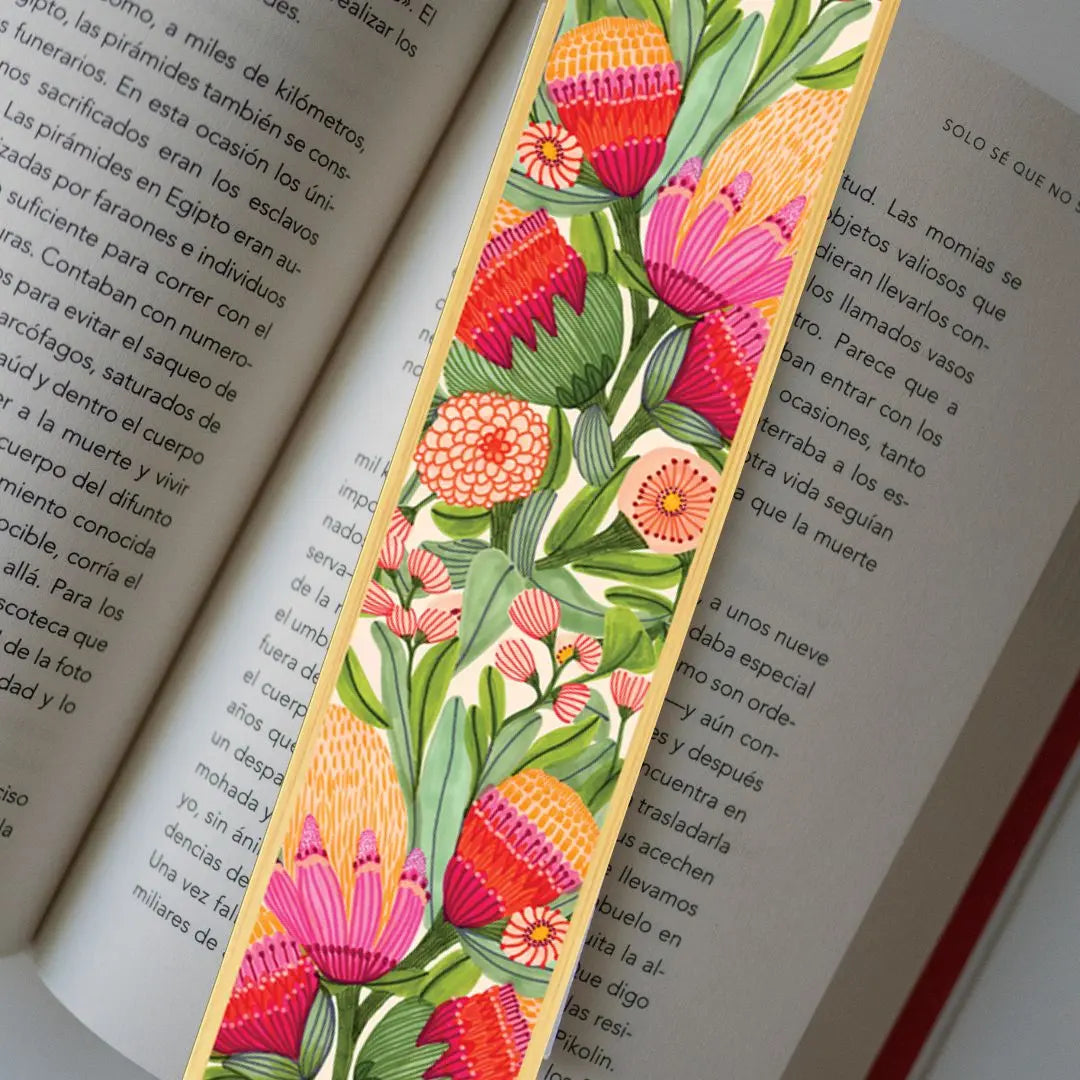 Proteas & Gum Blossoms Wooden Bookmark Kirsten Katz