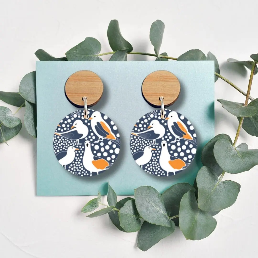 Seagull Birds Australian Wooden Earrings Kirsten Katz