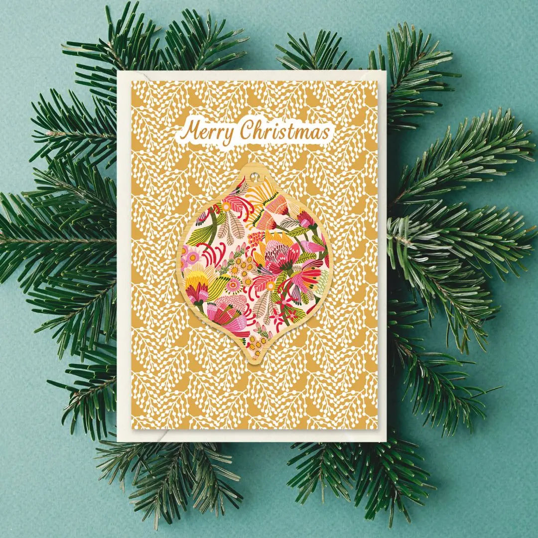 Wild Proteas Australian Christmas Card & Bauble Kirsten Katz