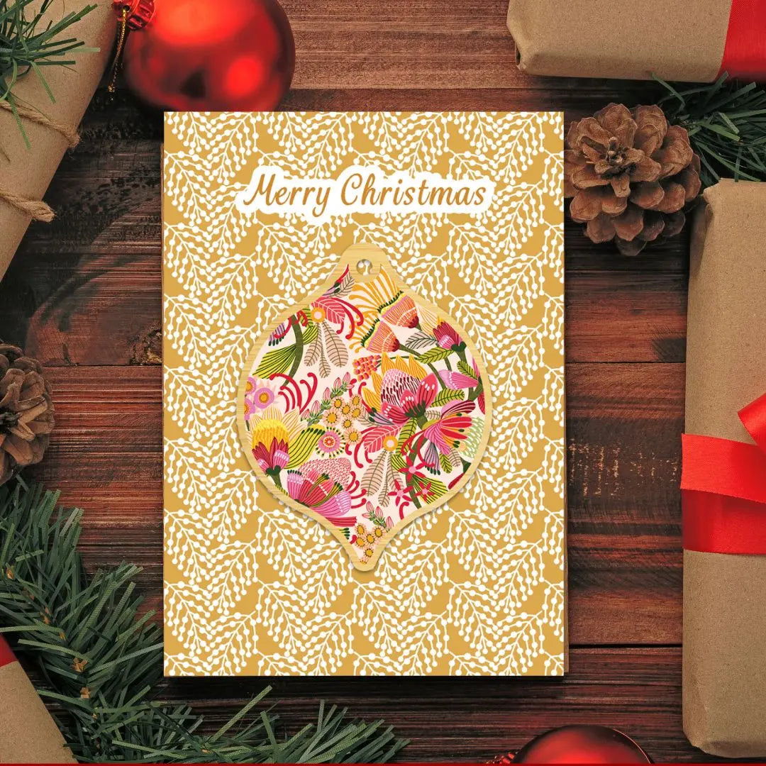 Wild Proteas Australian Christmas Card & Bauble Kirsten Katz