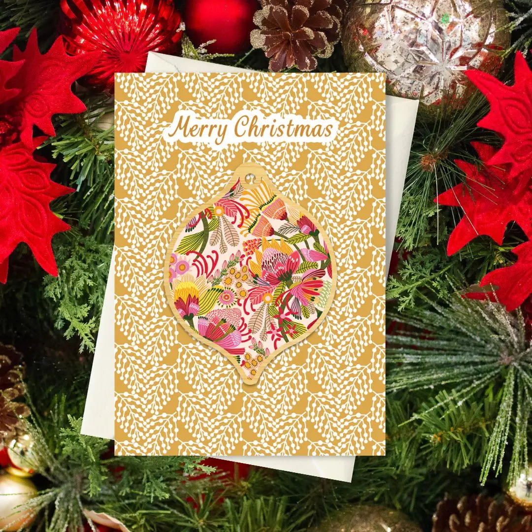 Wild Proteas Australian Christmas Card & Bauble Kirsten Katz