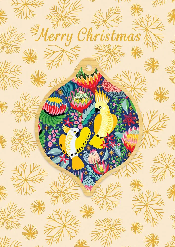 Australian Cockatoo Birds Wooden Christmas Bauble - Kirsten Katz