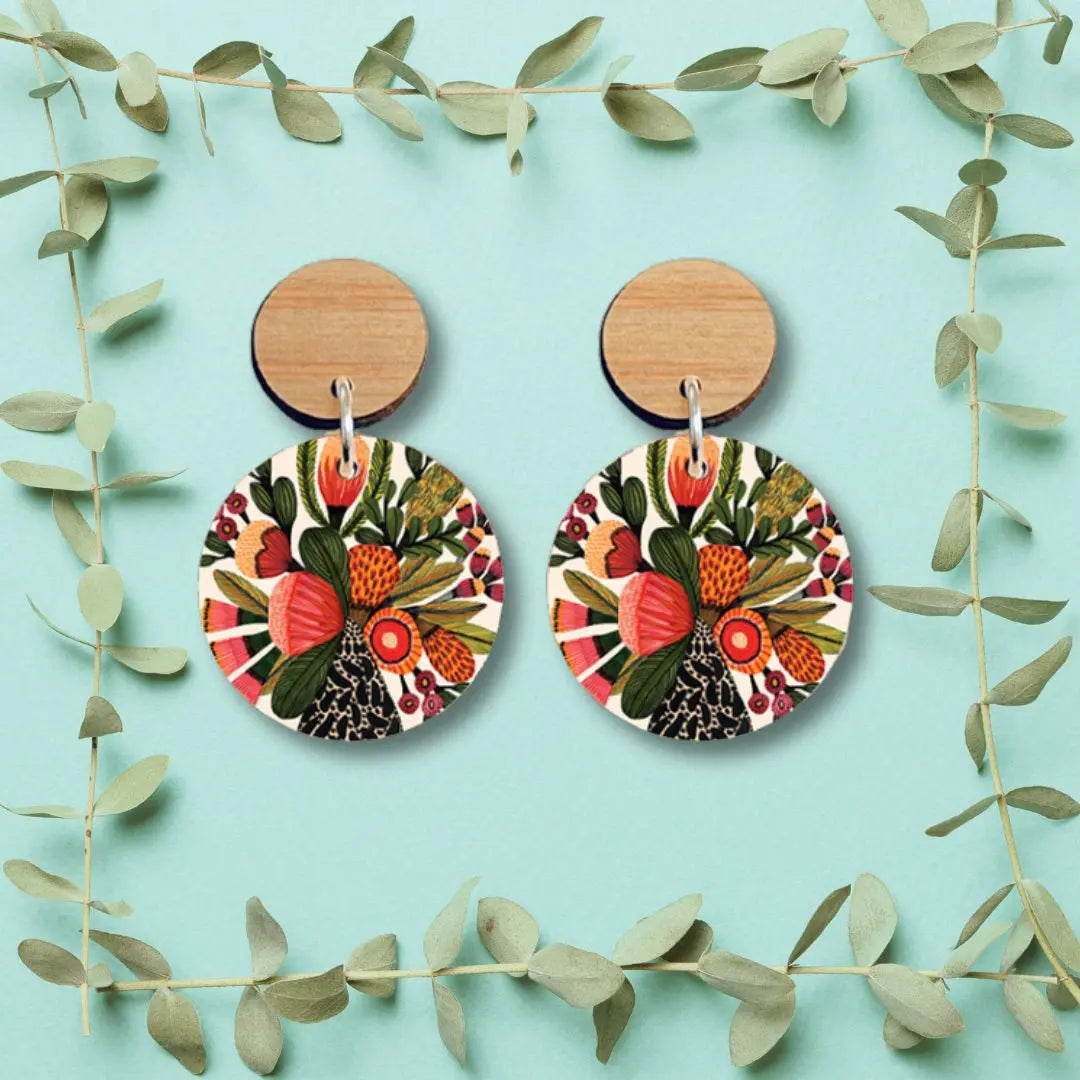 Australian Native Flowers Wooden Earrings - Kirsten Katz