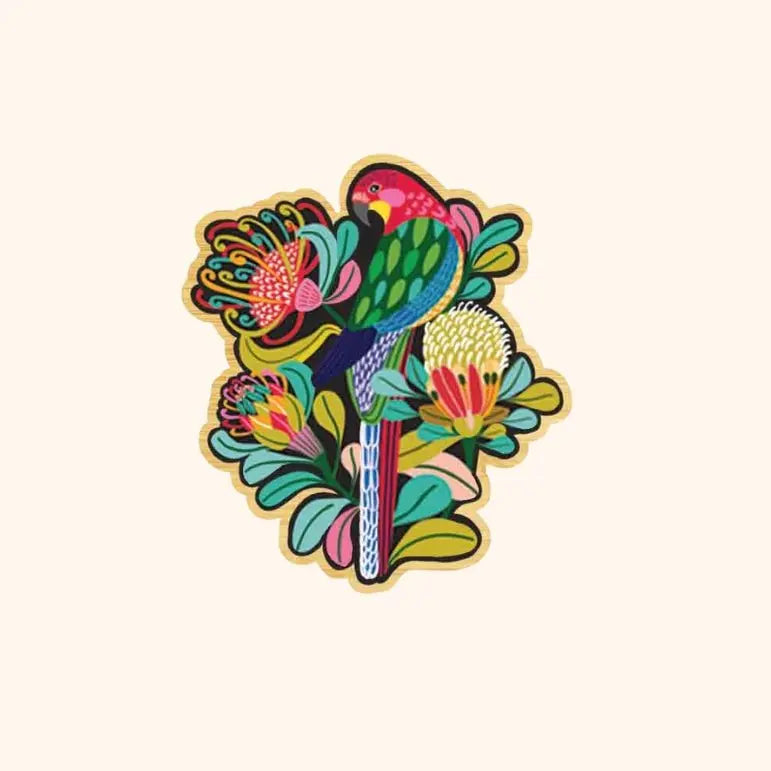 Australian Rosella Bird Wooden Brooch - Kirsten Katz