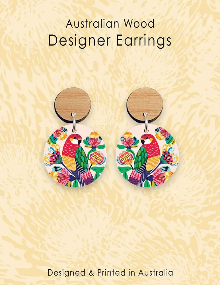 Australian Rosella Birds Wooden Earrings - Kirsten Katz