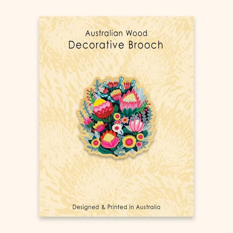 Bush Flowers Australian Wooden Brooch - Kirsten Katz