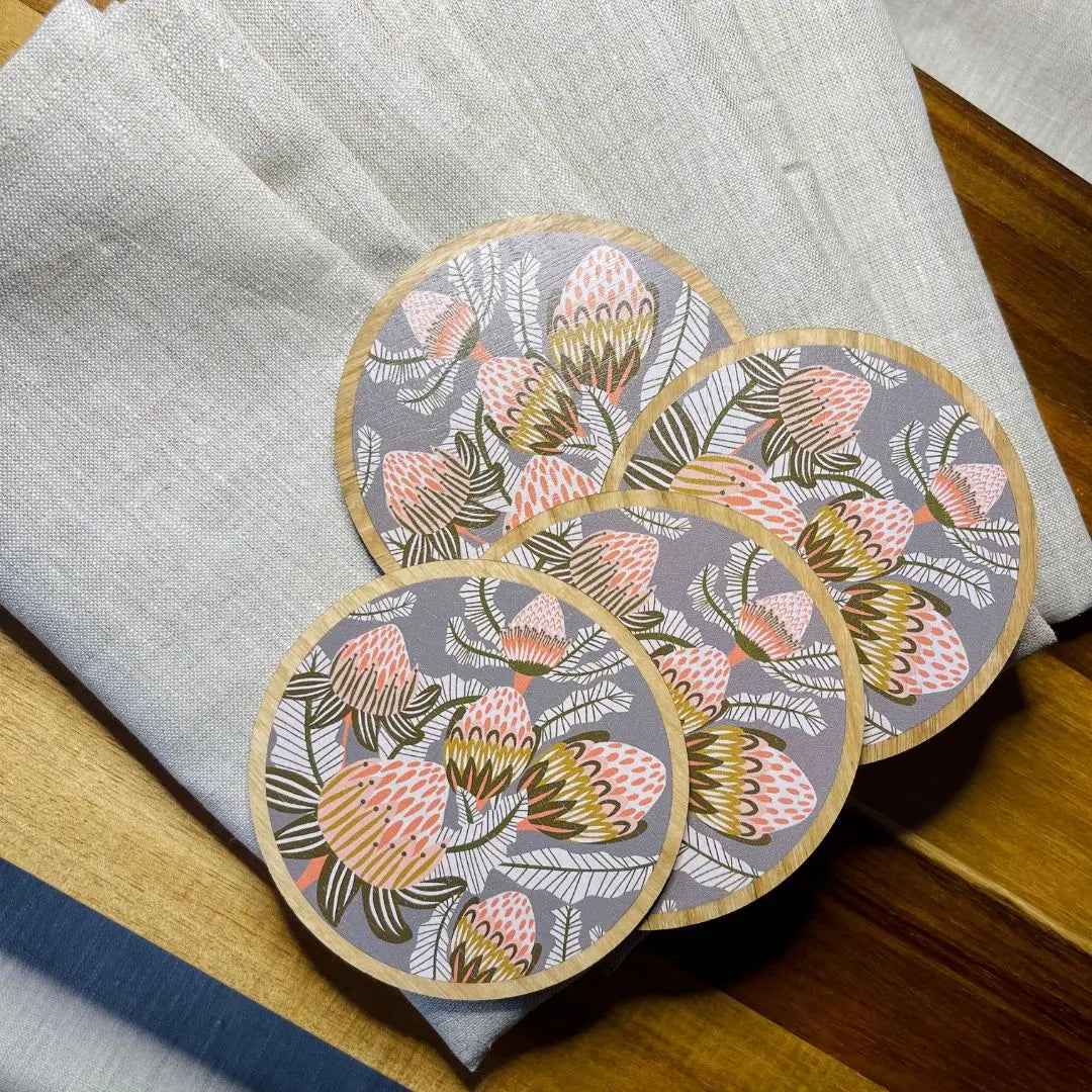 Bush Proteas Coaster & Napkin Set - Kirsten Katz