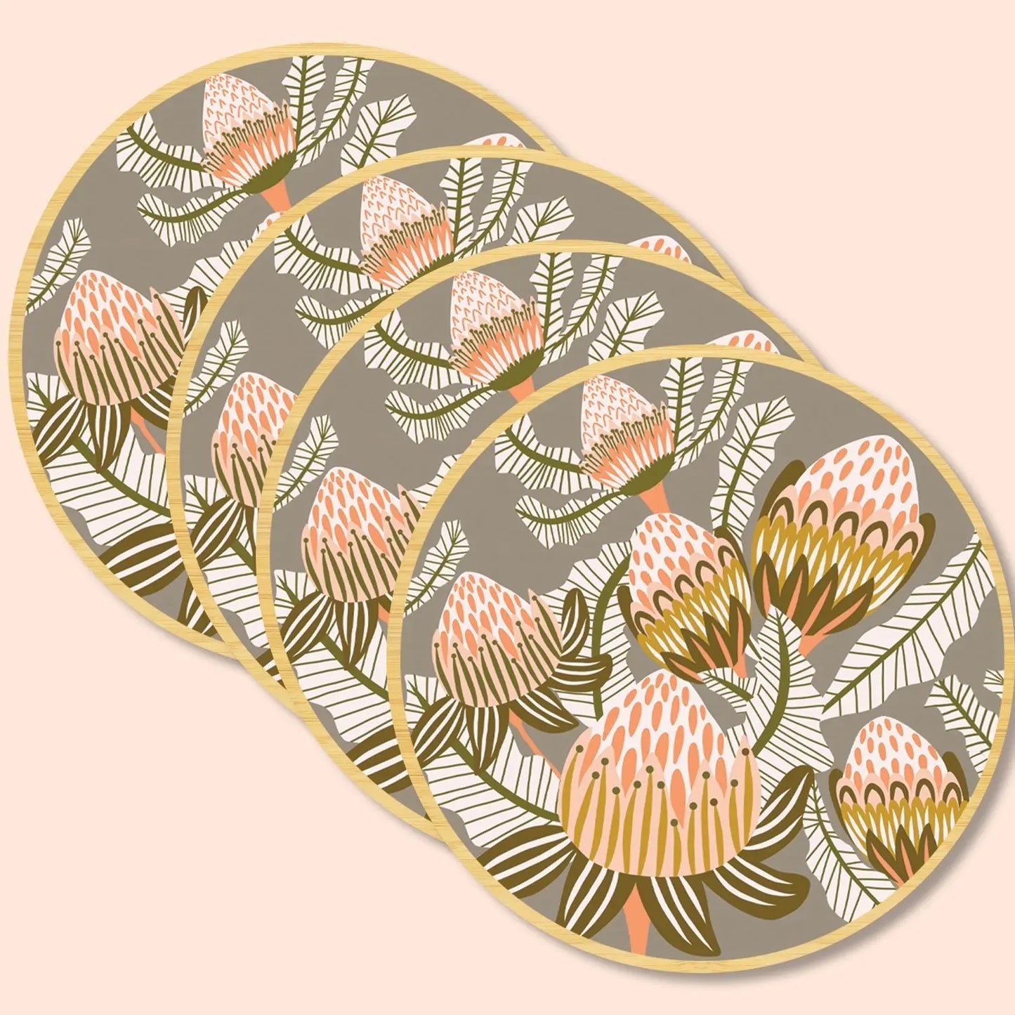 Bush Proteas Coaster & Napkin Set - Kirsten Katz