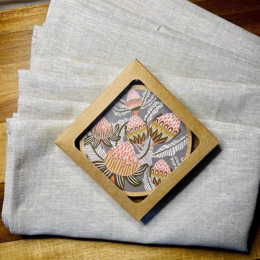 Bush Proteas Coaster & Napkin Set - Kirsten Katz