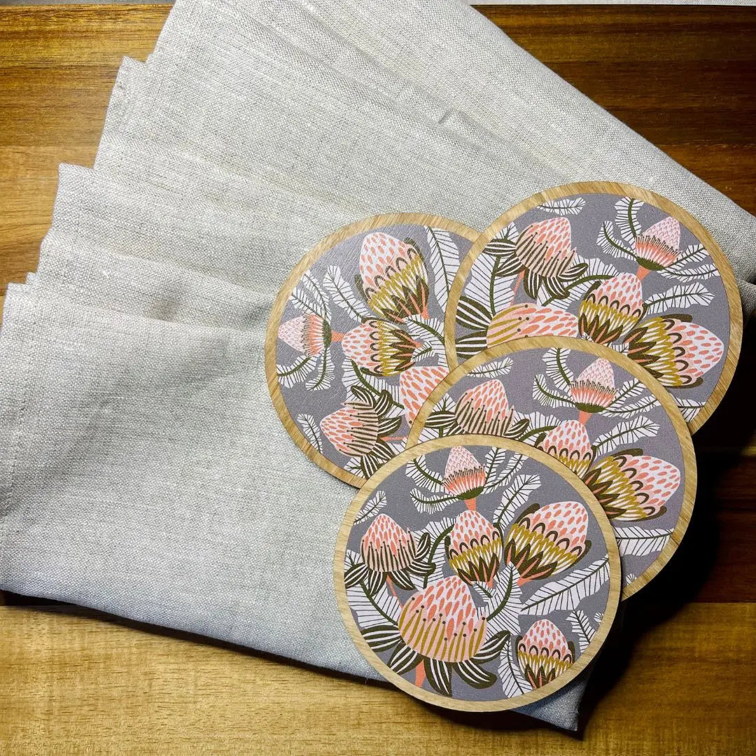 Bush Proteas Coaster & Napkin Set - Kirsten Katz