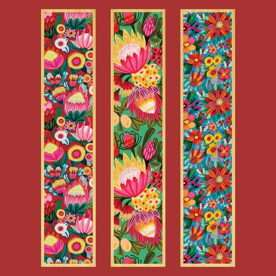 Festive Flowers Australian Wooden Bookmark Set - Kirsten Katz