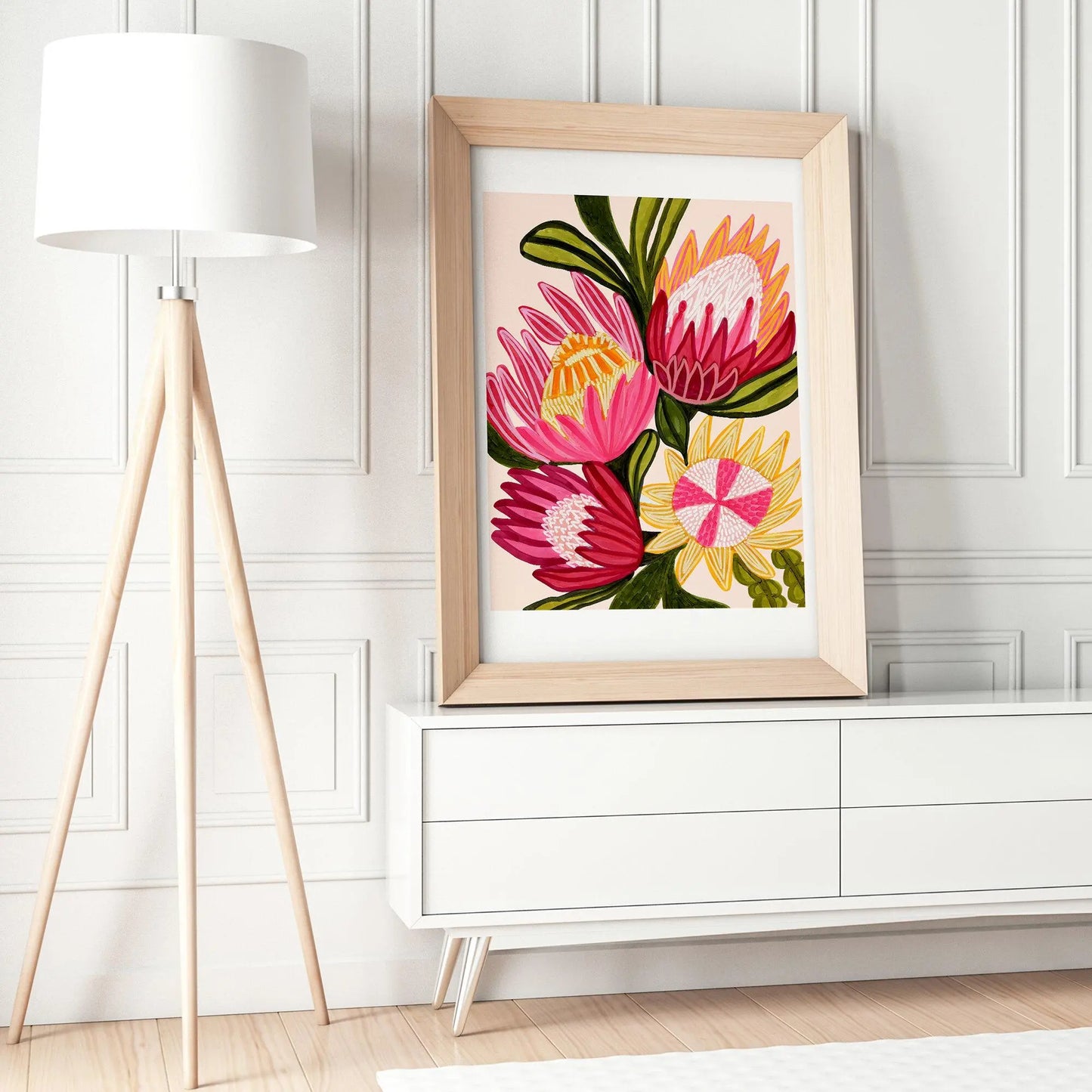 King Red Protea Flowers Wall Art Giclee Print Kirsten Katz