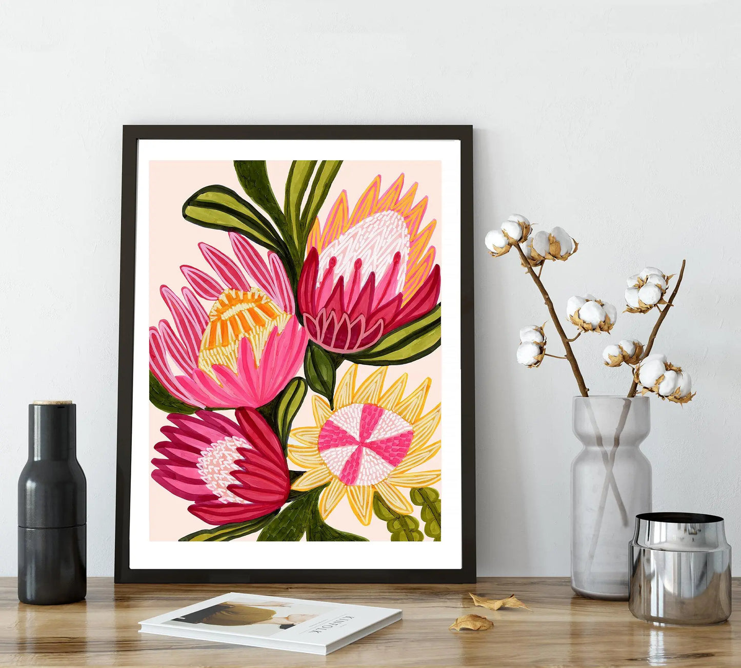 King Red Protea Flowers Wall Art Giclee Print Kirsten Katz