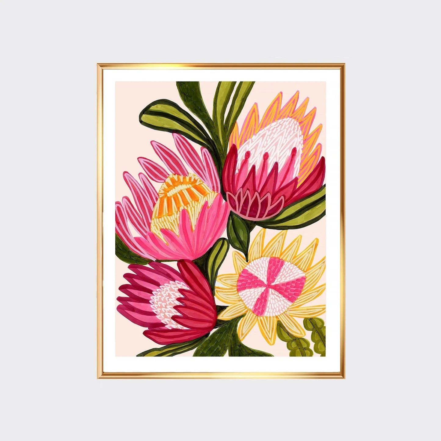 King Red Protea Flowers Wall Art Giclee Print Kirsten Katz